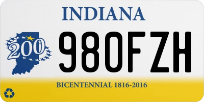 IN license plate 980FZH