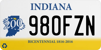 IN license plate 980FZN