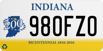 IN license plate 980FZO