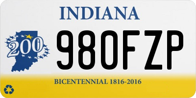 IN license plate 980FZP