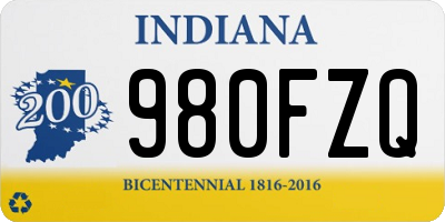 IN license plate 980FZQ