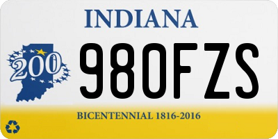 IN license plate 980FZS