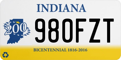 IN license plate 980FZT
