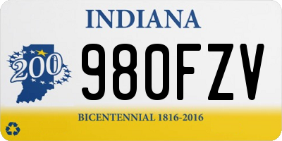IN license plate 980FZV