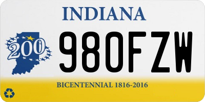 IN license plate 980FZW