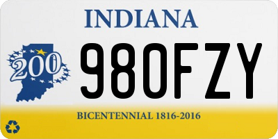 IN license plate 980FZY