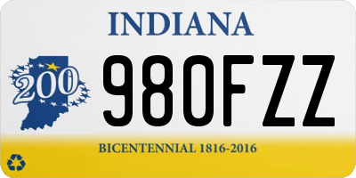 IN license plate 980FZZ