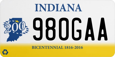 IN license plate 980GAA