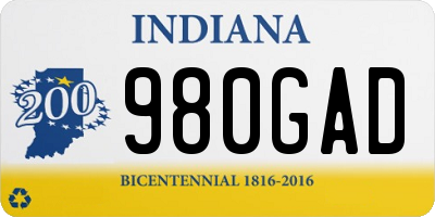 IN license plate 980GAD