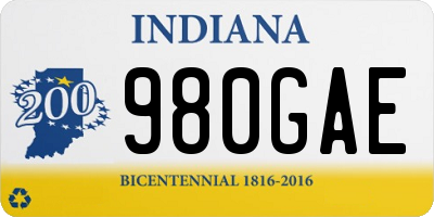 IN license plate 980GAE