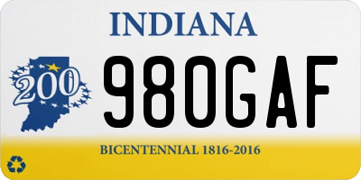 IN license plate 980GAF