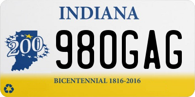 IN license plate 980GAG