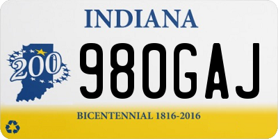 IN license plate 980GAJ