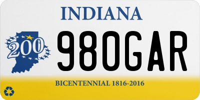 IN license plate 980GAR