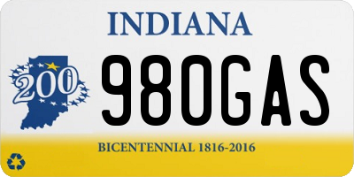 IN license plate 980GAS