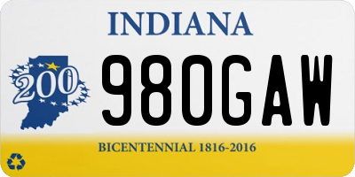 IN license plate 980GAW