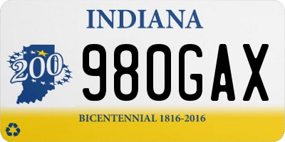 IN license plate 980GAX