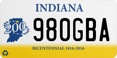 IN license plate 980GBA