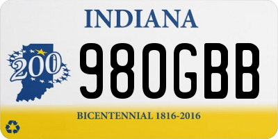 IN license plate 980GBB