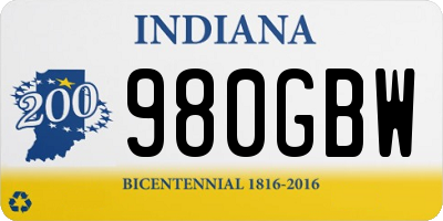 IN license plate 980GBW