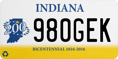 IN license plate 980GEK