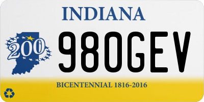 IN license plate 980GEV