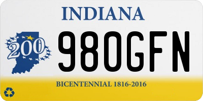 IN license plate 980GFN