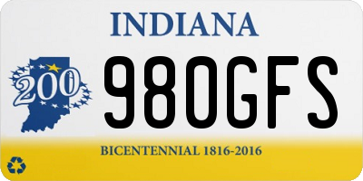 IN license plate 980GFS
