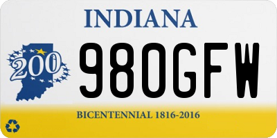 IN license plate 980GFW