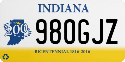 IN license plate 980GJZ