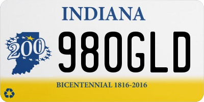 IN license plate 980GLD