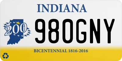 IN license plate 980GNY