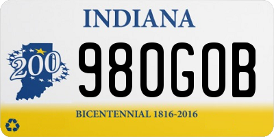 IN license plate 980GOB