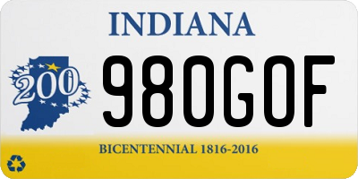 IN license plate 980GOF