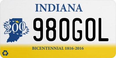 IN license plate 980GOL