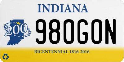 IN license plate 980GON