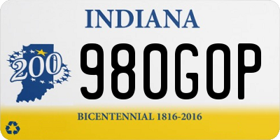 IN license plate 980GOP