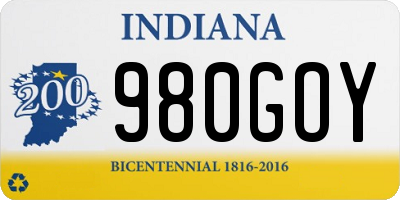 IN license plate 980GOY