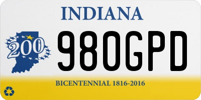 IN license plate 980GPD