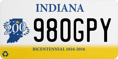 IN license plate 980GPY
