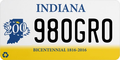 IN license plate 980GRO