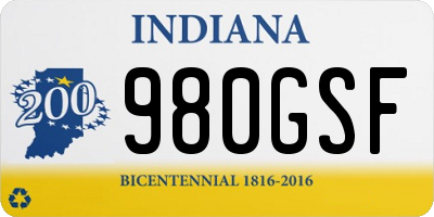 IN license plate 980GSF