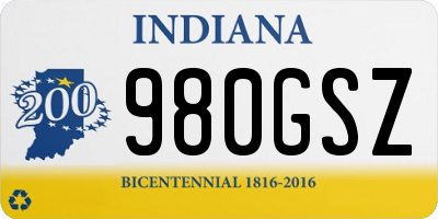 IN license plate 980GSZ