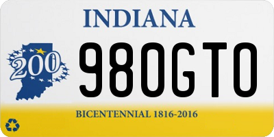IN license plate 980GTO