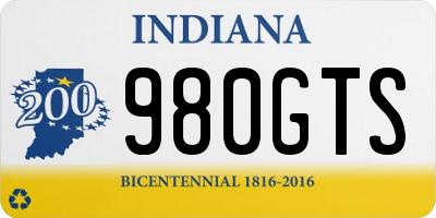 IN license plate 980GTS