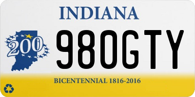 IN license plate 980GTY