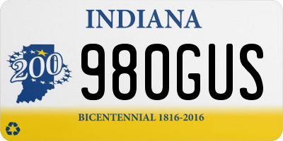 IN license plate 980GUS