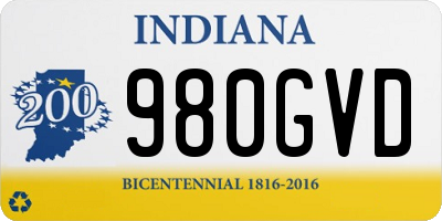 IN license plate 980GVD
