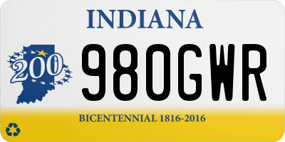 IN license plate 980GWR