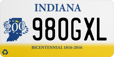 IN license plate 980GXL